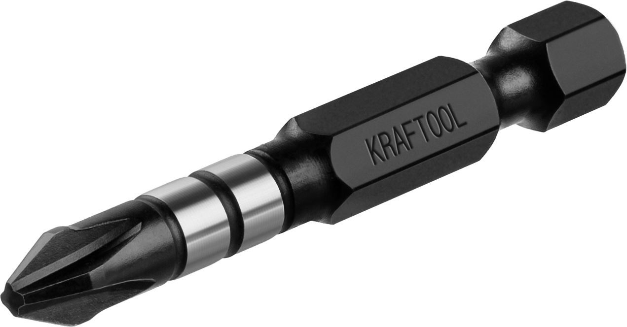 Биты KRAFTOOL Impact Pro, philips тип хвостика E 1/4" PH2, 50 мм